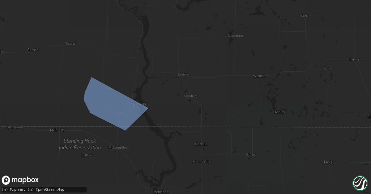 Hail map in Strasburg, ND on July 30, 2024