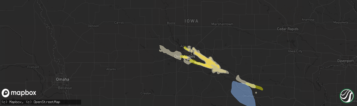 Hail map in Urbandale, IA on July 30, 2024