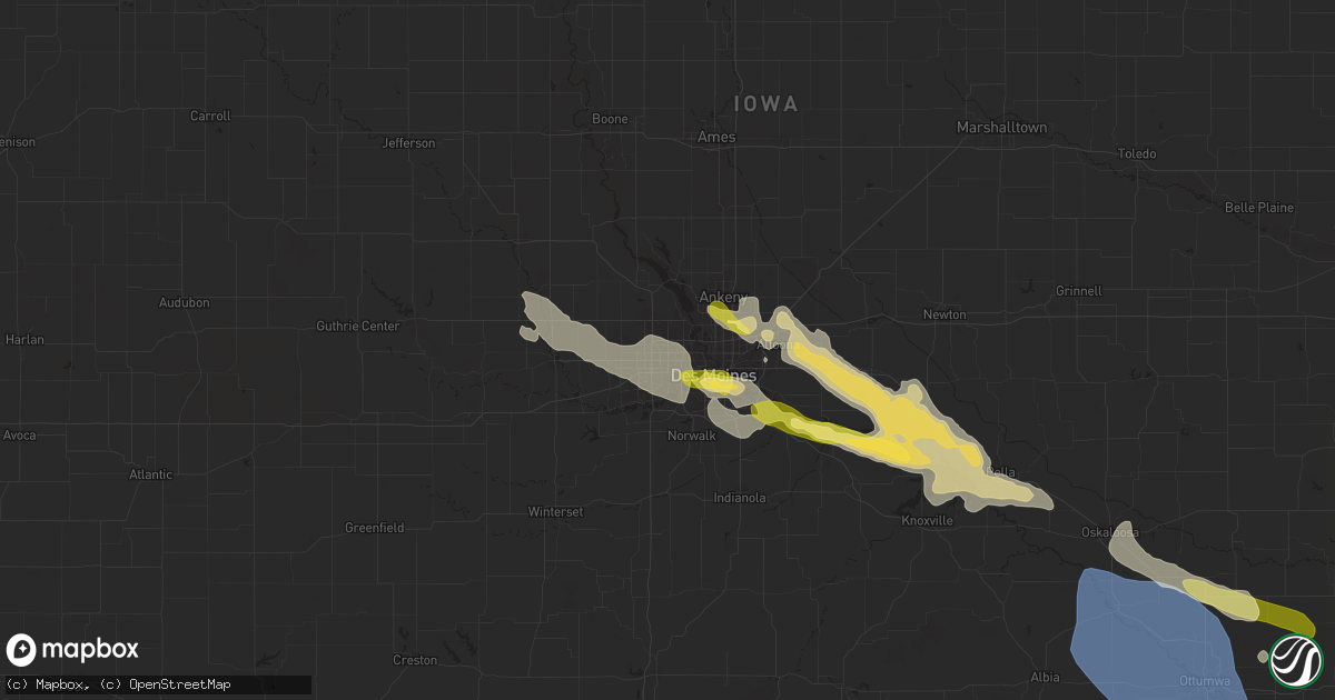 Hail map in Urbandale, IA on July 30, 2024