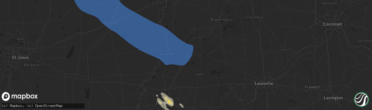 Hail map in Washington, IN on July 30, 2024