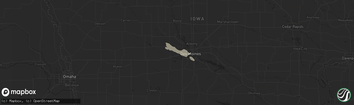 Hail map in Waukee, IA on July 30, 2024