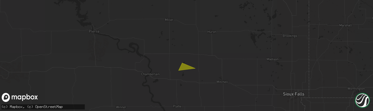 Hail map in Wessington Springs, SD on July 30, 2024