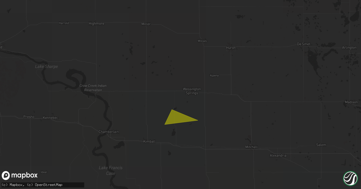 Hail map in Wessington Springs, SD on July 30, 2024