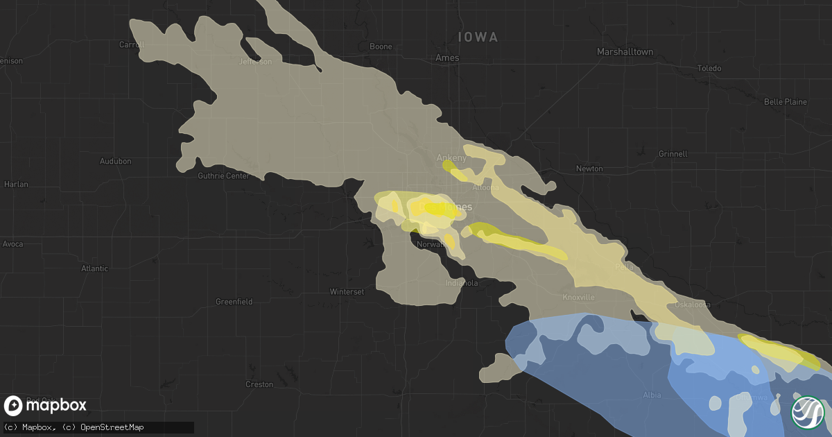 Hail map in West Des Moines, IA on July 30, 2024