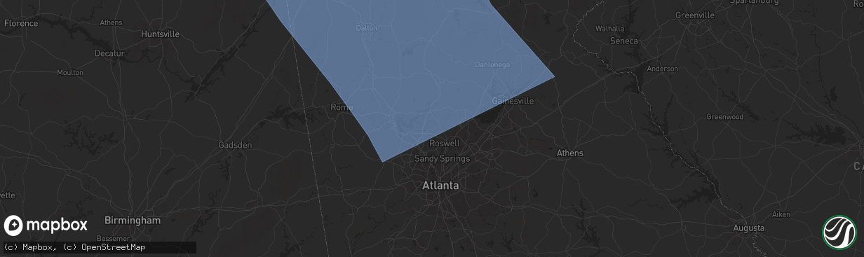 Hail map in Woodstock, GA on July 30, 2024