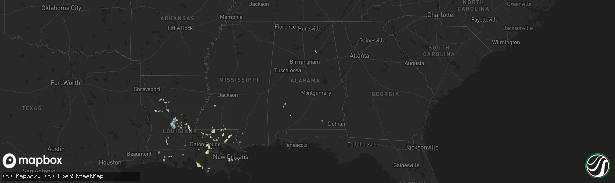 Hail map in Alabama on July 30, 2025