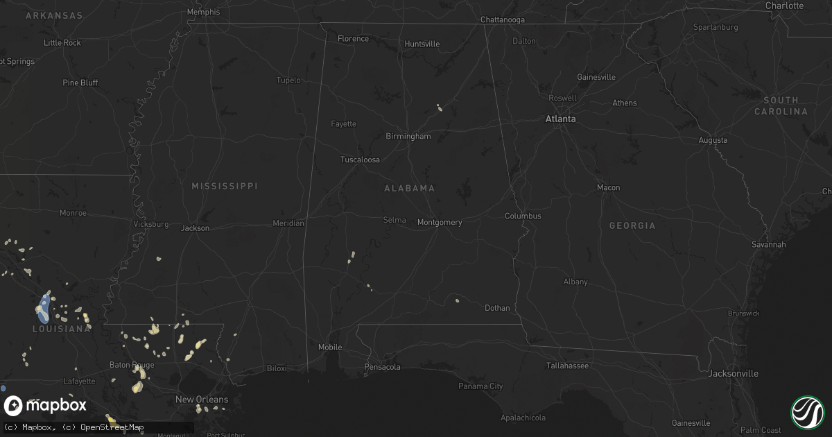 Hail map in Alabama on July 30, 2025
