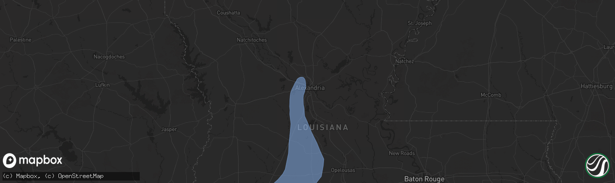 Hail map in Alexandria, LA on July 30, 2025