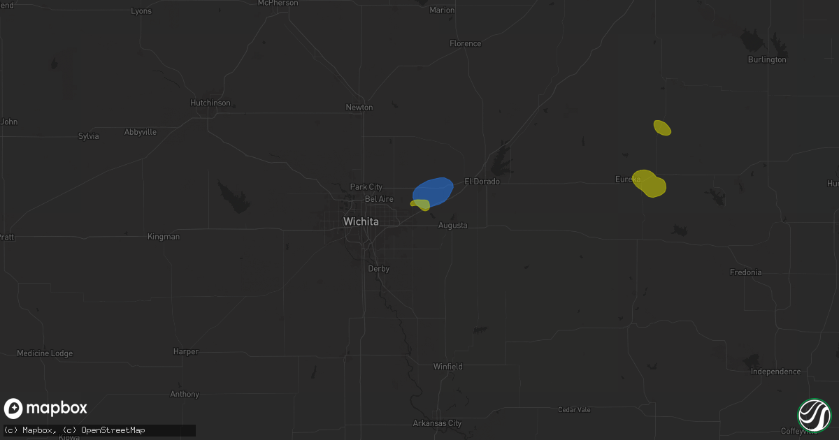 Hail map in Andover, KS on July 30, 2025