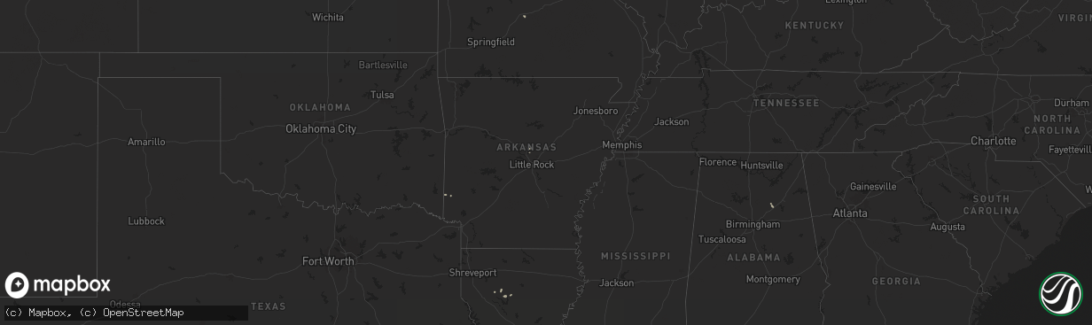 Hail map in Arkansas on July 30, 2025