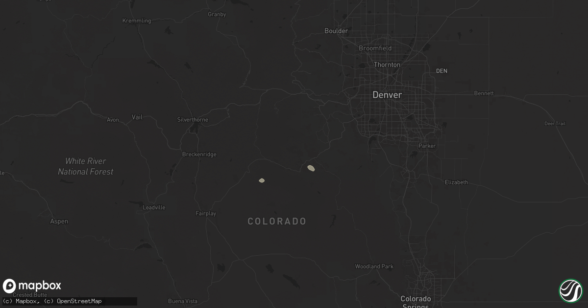 Hail map in Bailey, CO on July 30, 2025