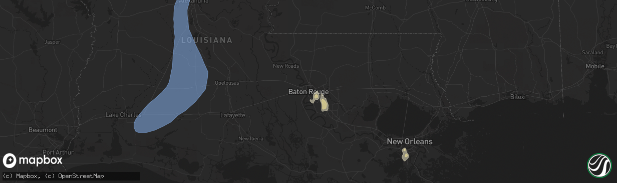 Hail map in Baton Rouge, LA on July 30, 2025