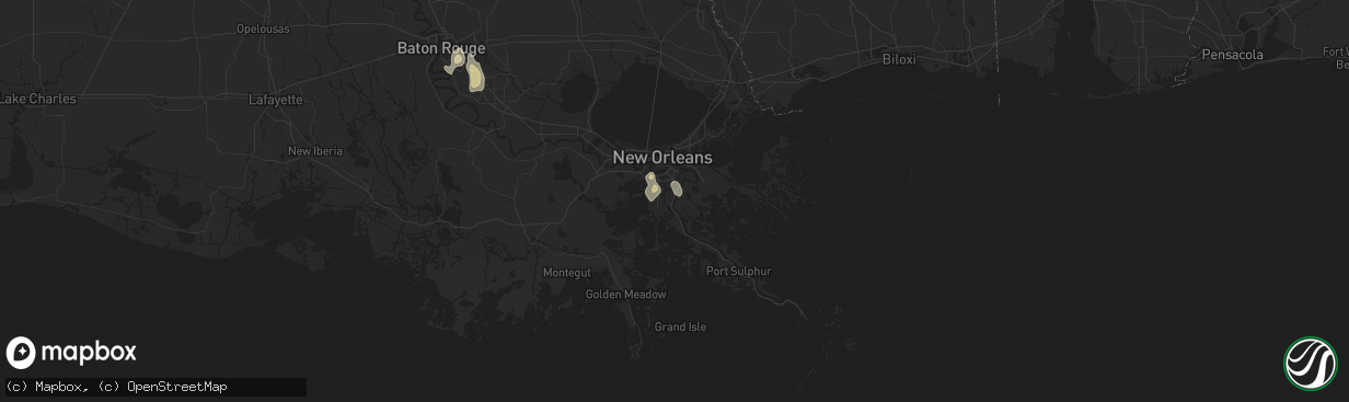 Hail map in Belle Chasse, LA on July 30, 2025