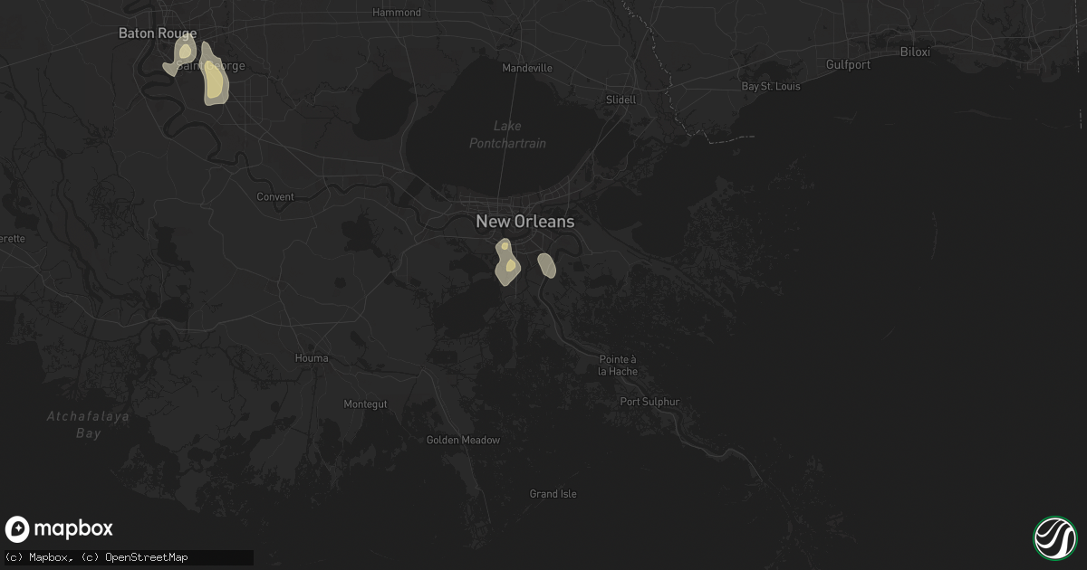 Hail map in Belle Chasse, LA on July 30, 2025