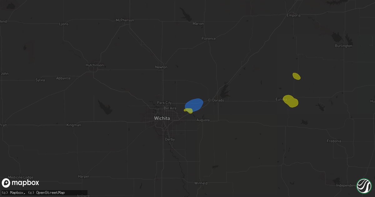 Hail map in Benton, KS on July 30, 2025