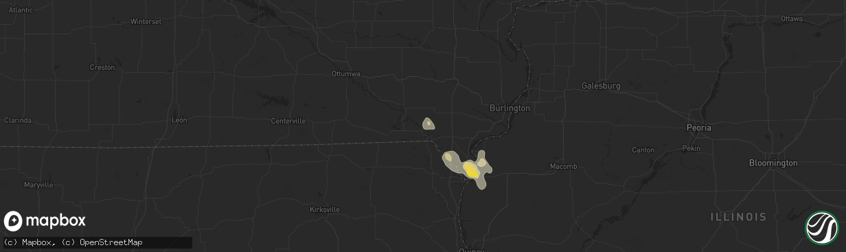Hail map in Bonaparte, IA on July 30, 2025