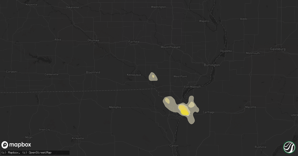 Hail map in Bonaparte, IA on July 30, 2025