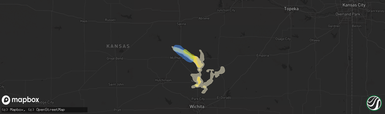 Hail map in Canton, KS on July 30, 2025