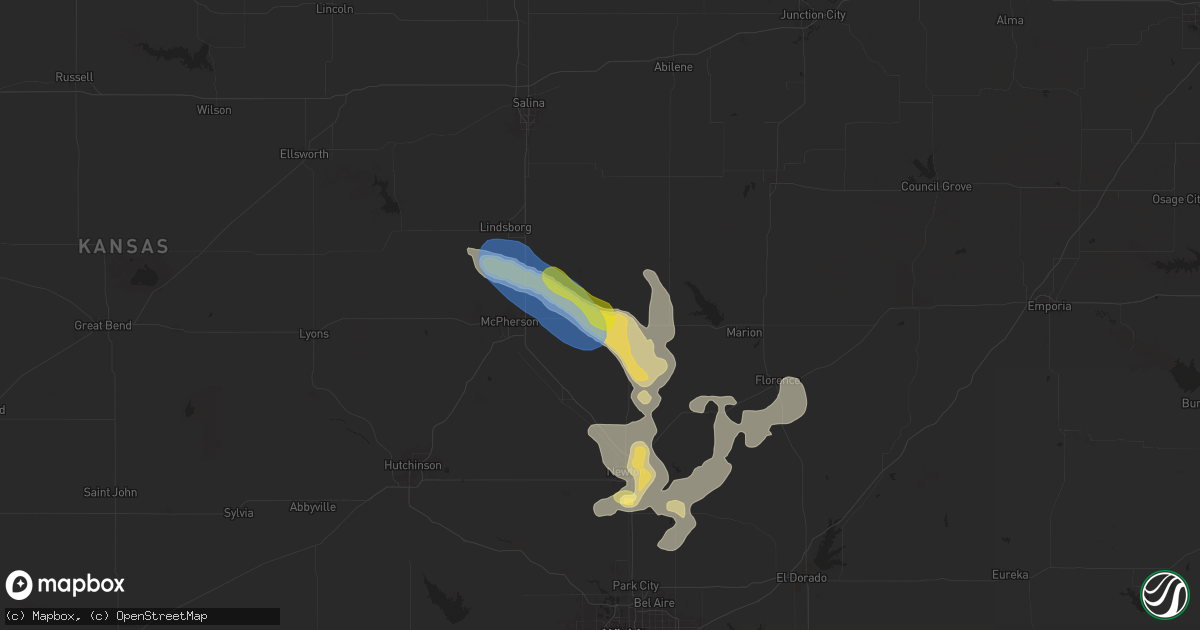 Hail map in Canton, KS on July 30, 2025