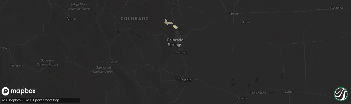 Hail map in Colorado Springs, CO on July 30, 2025