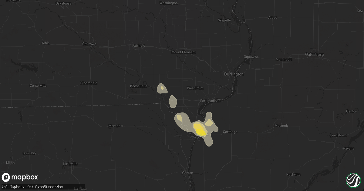 Hail map in Donnellson, IA on July 30, 2025