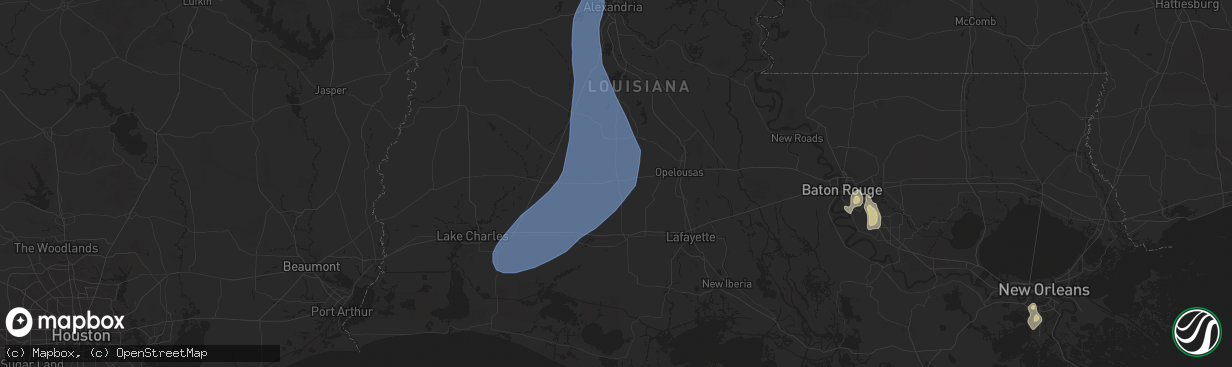 Hail map in Eunice, LA on July 30, 2025