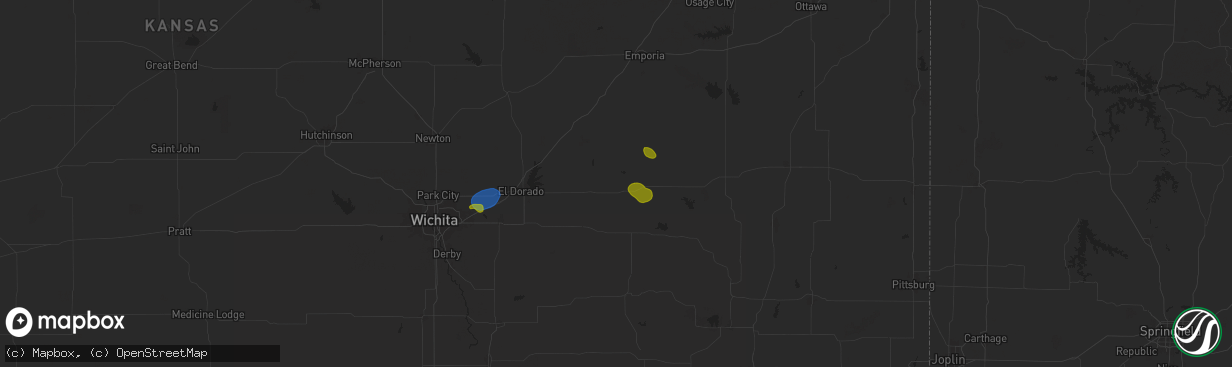Hail map in Eureka, KS on July 30, 2025
