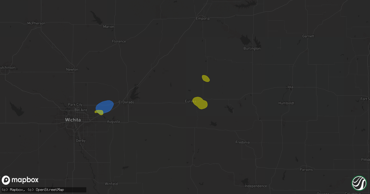 Hail map in Eureka, KS on July 30, 2025