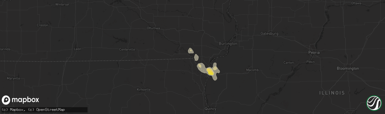 Hail map in Farmington, IA on July 30, 2025