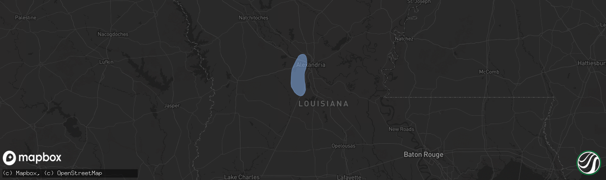 Hail map in Forest Hill, LA on July 30, 2025