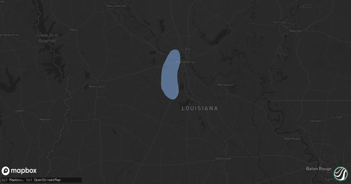 Hail map in Forest Hill, LA on July 30, 2025