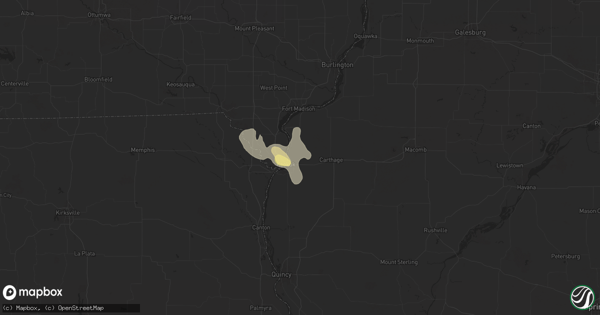 Hail map in Hamilton, IL on July 30, 2025