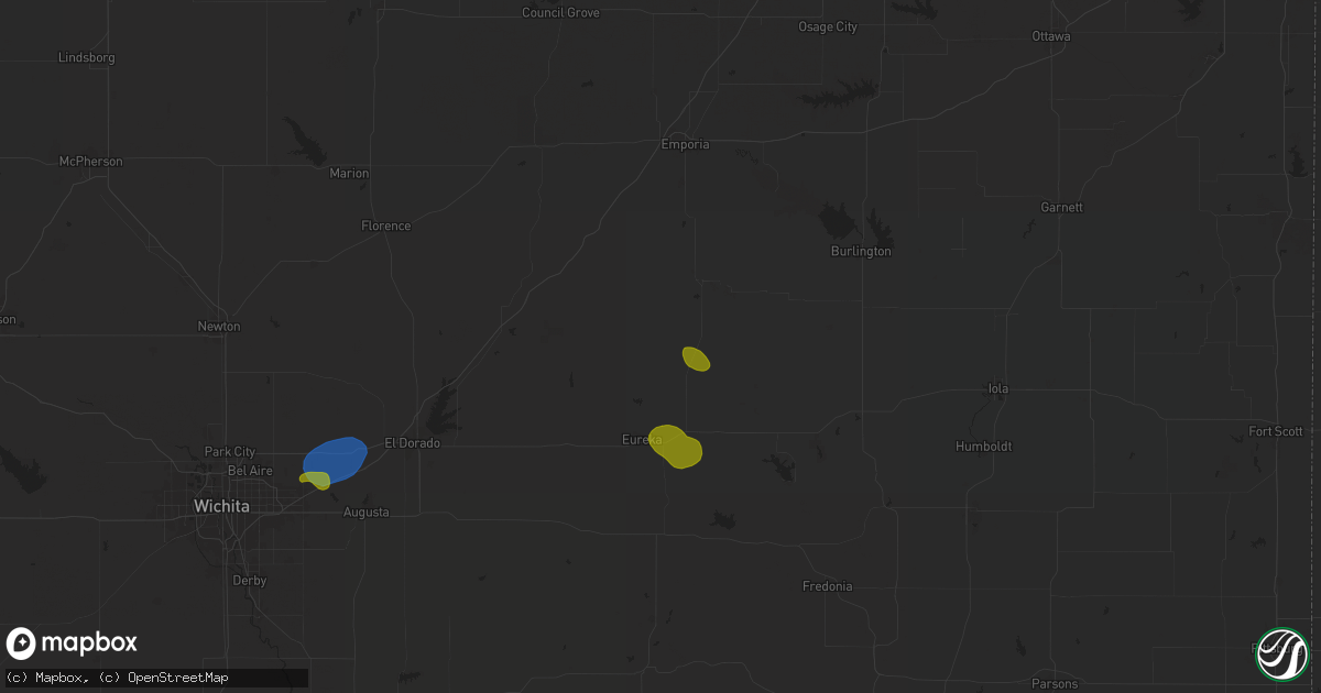Hail map in Hamilton, KS on July 30, 2025
