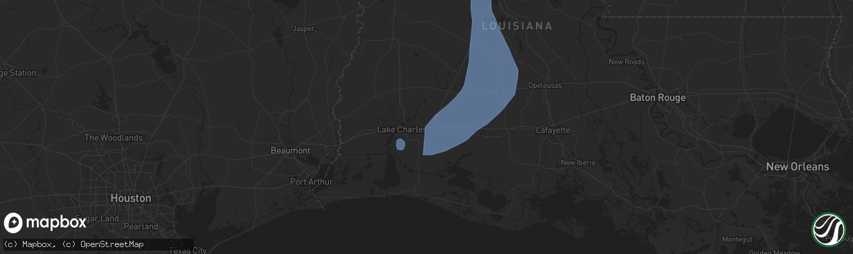 Hail map in Iowa, LA on July 30, 2025