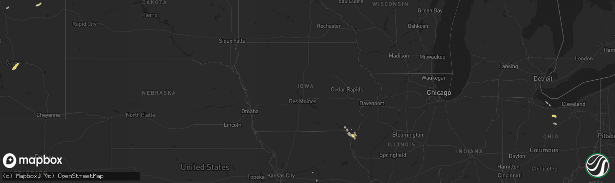 Hail map in Iowa on July 30, 2025