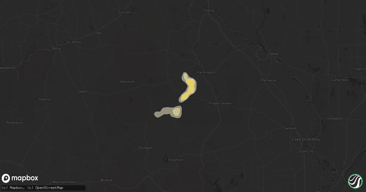 Hail map in Ironton, MO on July 30, 2025