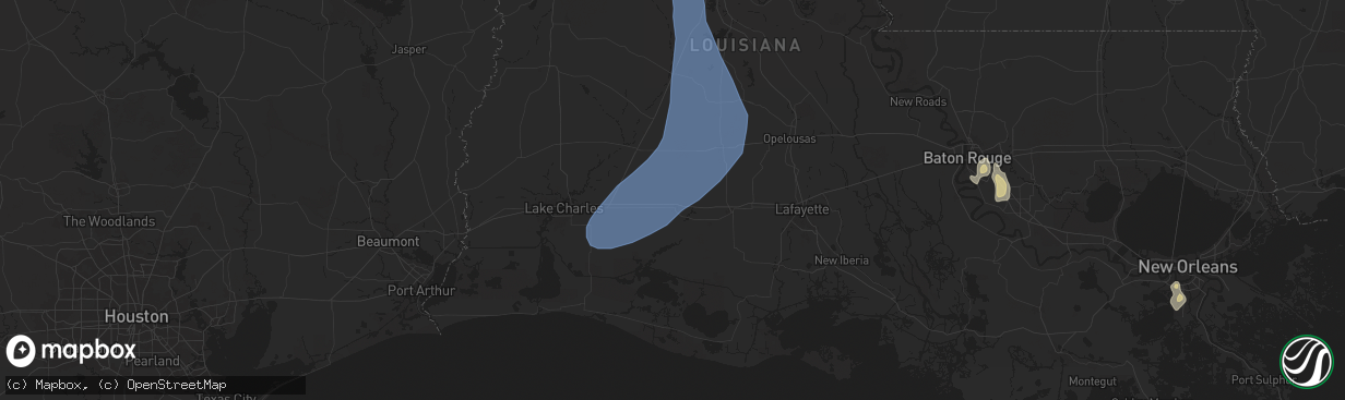 Hail map in Jennings, LA on July 30, 2025