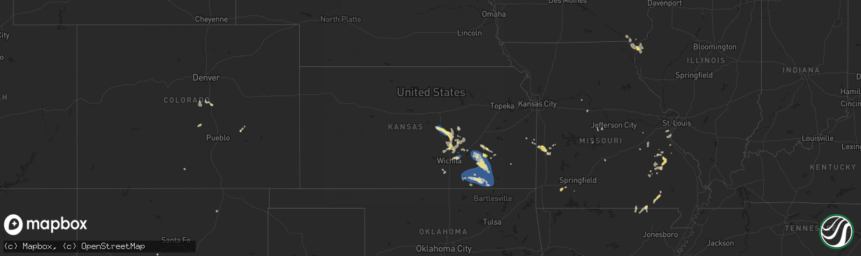 Hail map in Kansas on July 30, 2025