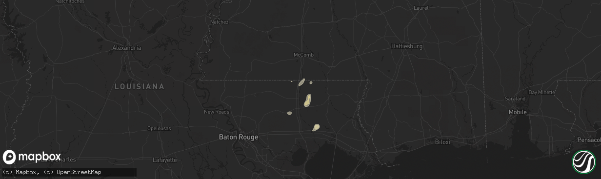 Hail map in Kentwood, LA on July 30, 2025