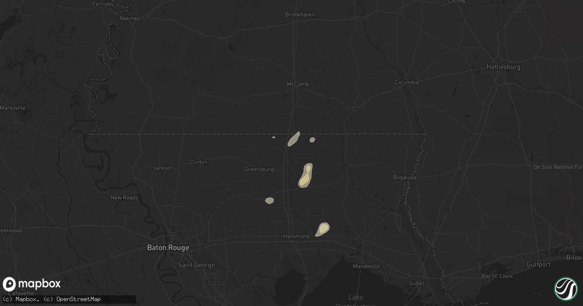 Hail map in Kentwood, LA on July 30, 2025