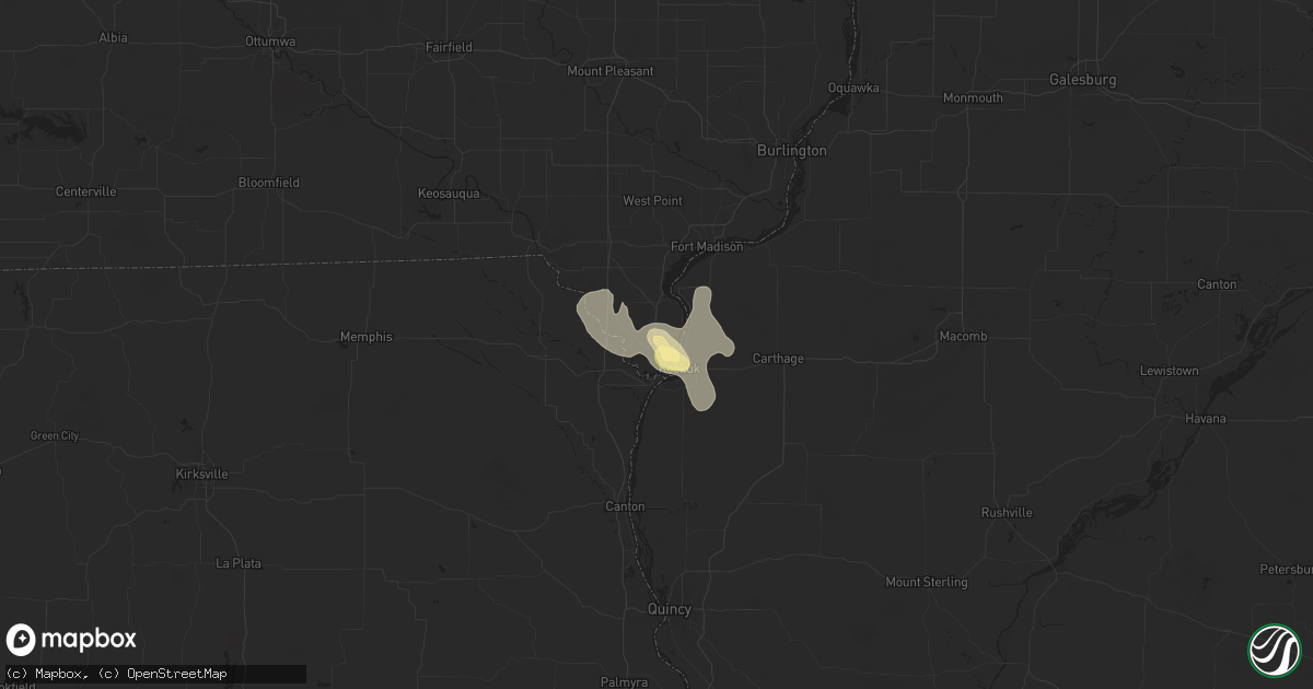 Hail map in Keokuk, IA on July 30, 2025