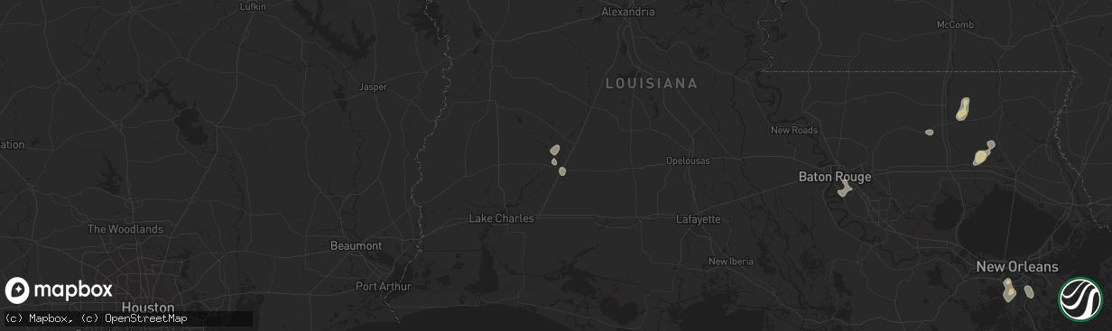 Hail map in Kinder, LA on July 30, 2025
