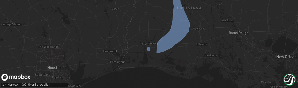 Hail map in Lake Charles, LA on July 30, 2025
