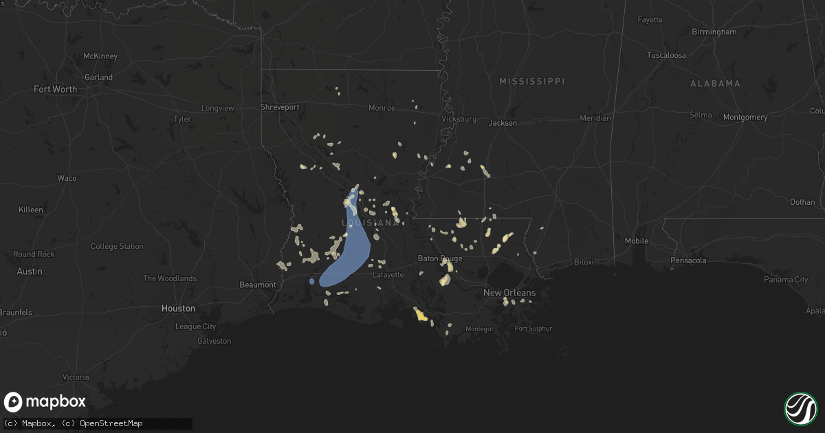 Hail map in Louisiana on July 30, 2025