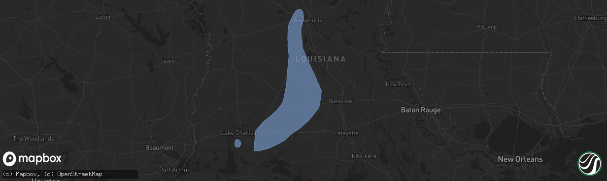 Hail map in Mamou, LA on July 30, 2025