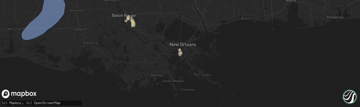 Hail map in Marrero, LA on July 30, 2025