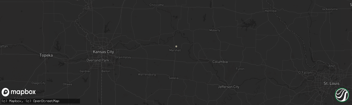 Hail map in Marshall, MO on July 30, 2025