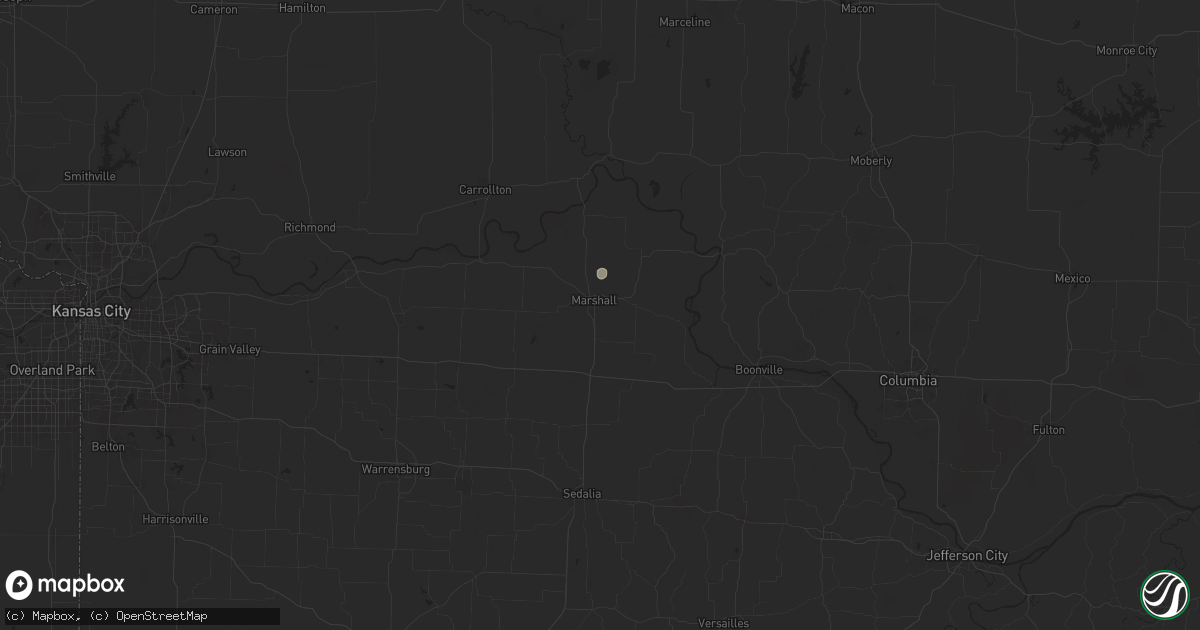 Hail map in Marshall, MO on July 30, 2025
