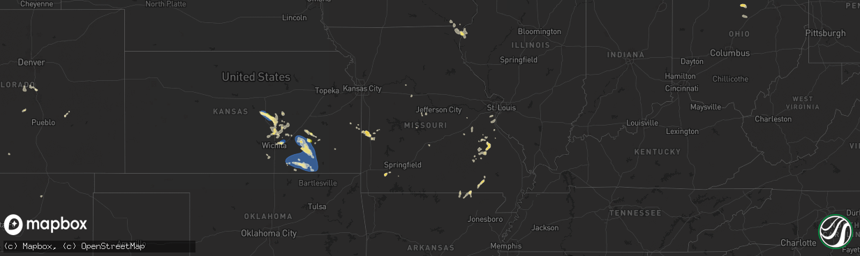 Hail map in Missouri on July 30, 2025