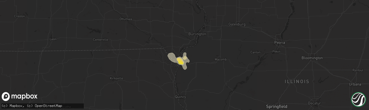 Hail map in Nauvoo, IL on July 30, 2025